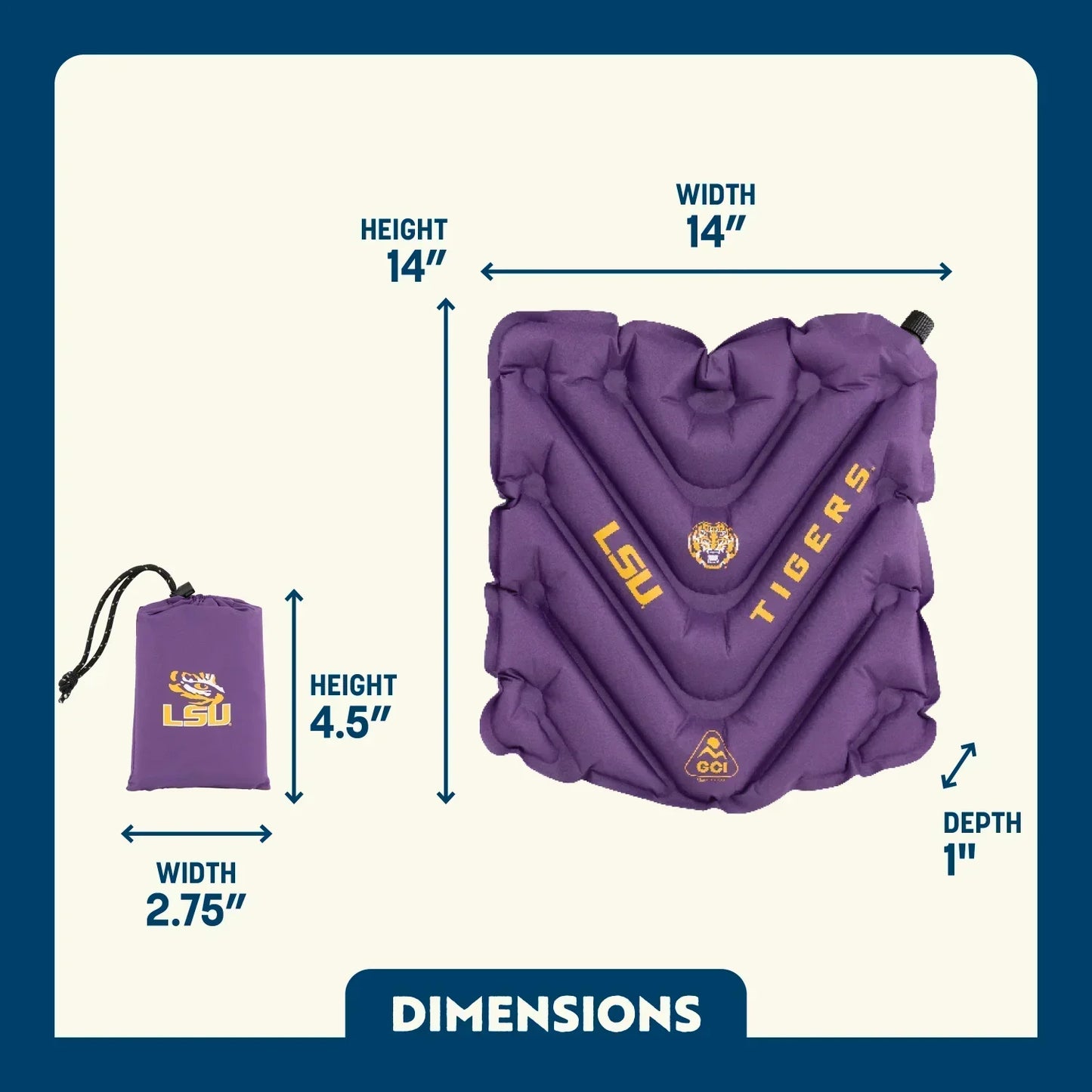 College V Seat™ Inflatable Stadium Cushion - LSU Tigers - Ready Routine