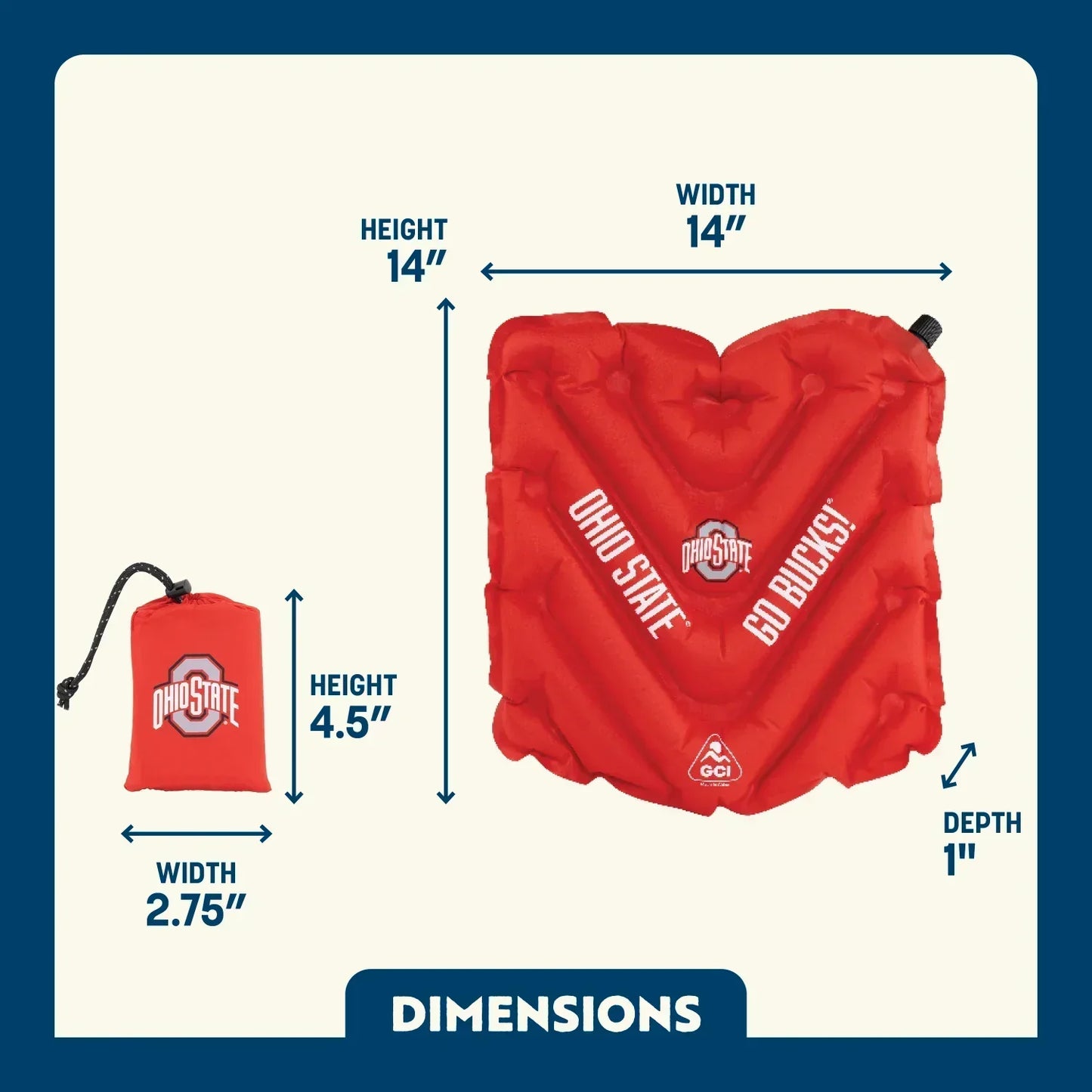 College V Seat™ Inflatable Stadium Cushion - Ohio State Buckeyes - Fresh Pair