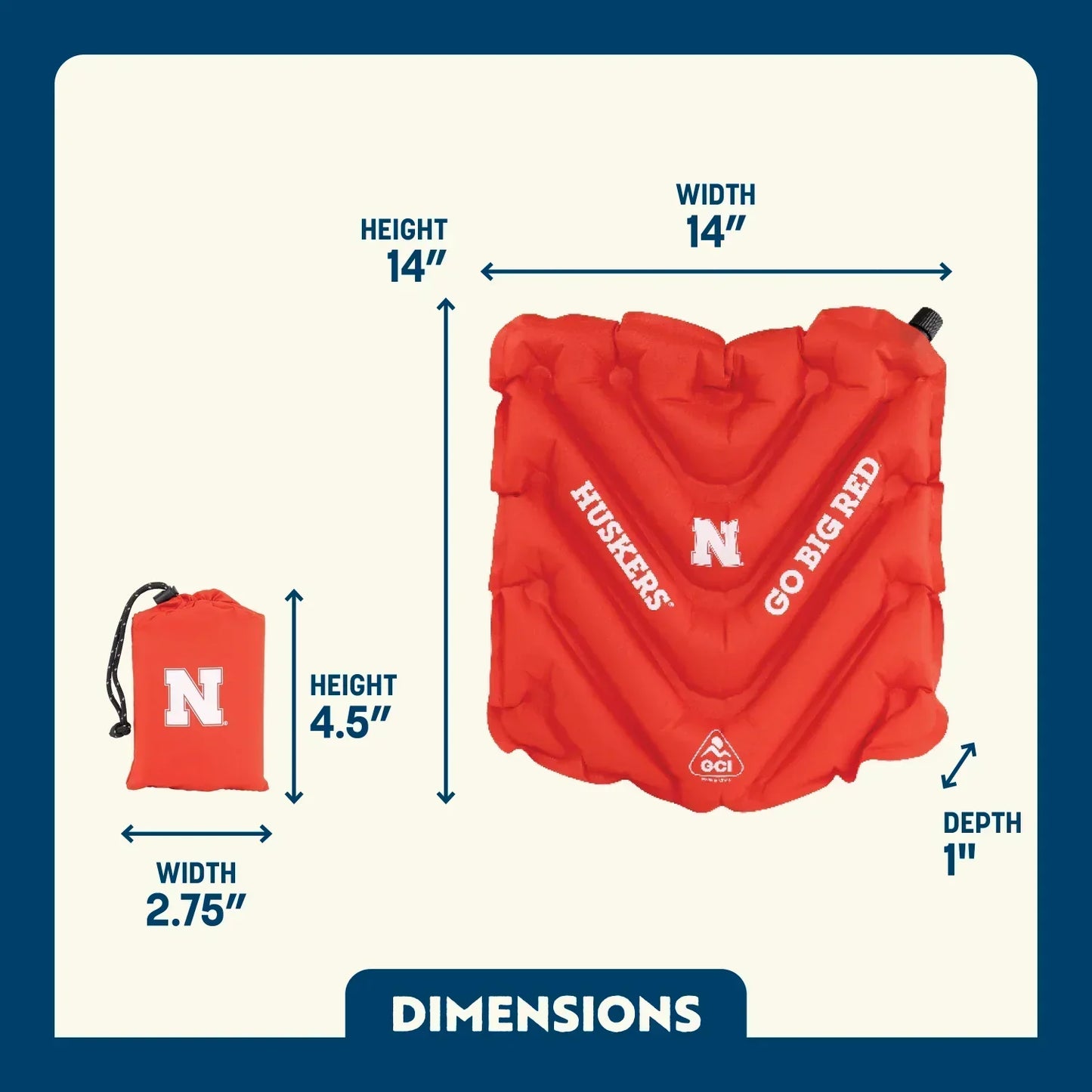 College V Seat™ Inflatable Stadium Cushion - Nebraska Cornhuskers - Ready Routine