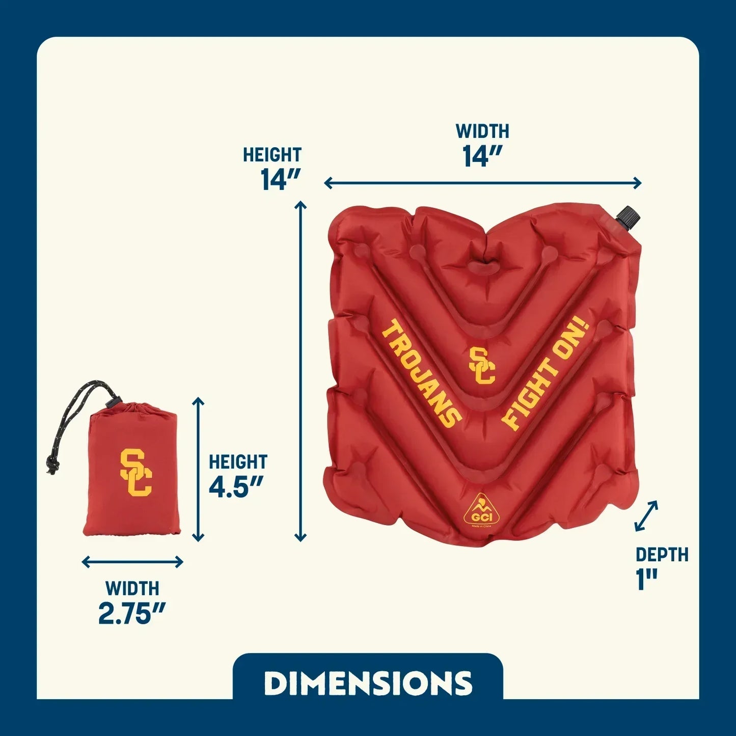College V Seat™ Inflatable Stadium Cushion - USC Trojans - Weekend Pair